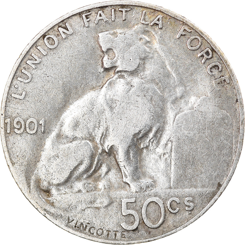 Coin, Belgium, 50 Centimes, 1901, EF(40-45), Silver, KM:50