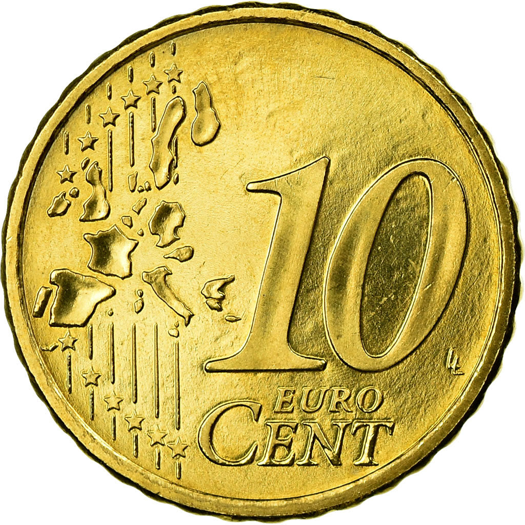 Finlandia, 10 Euro Cent, 1999, MBC, Latón, KM:101