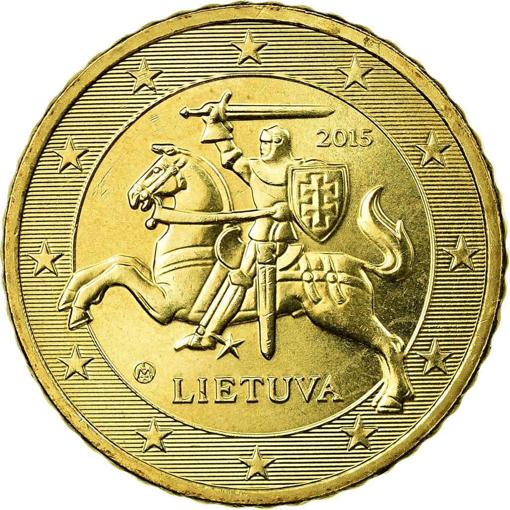 Lituania, 50 Euro Cent, 2015, SPL-, Ottone, KM:210