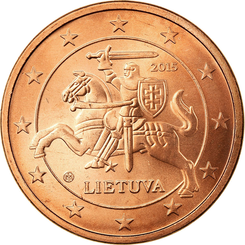 Lithuania, 5 Euro Cent, 2015, AU(55-58), Copper Plated Steel, KM:207