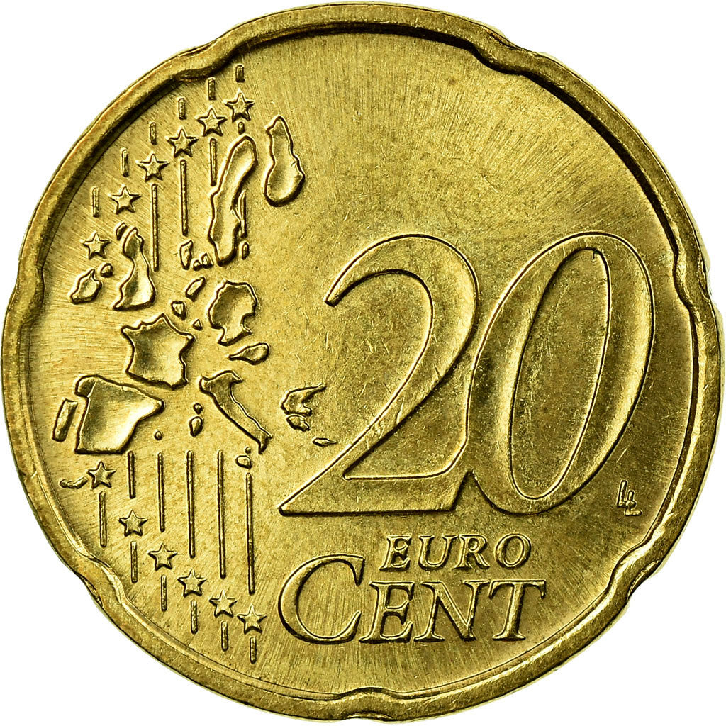 GERMANIA - REPUBBLICA FEDERALE, 20 Euro Cent, 2002, BB, Ottone, KM:211