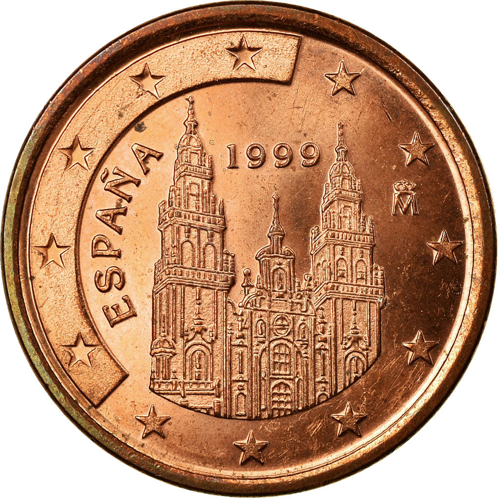 Spain, 5 Euro Cent, 1999, VF(30-35), Copper Plated Steel, KM:1042