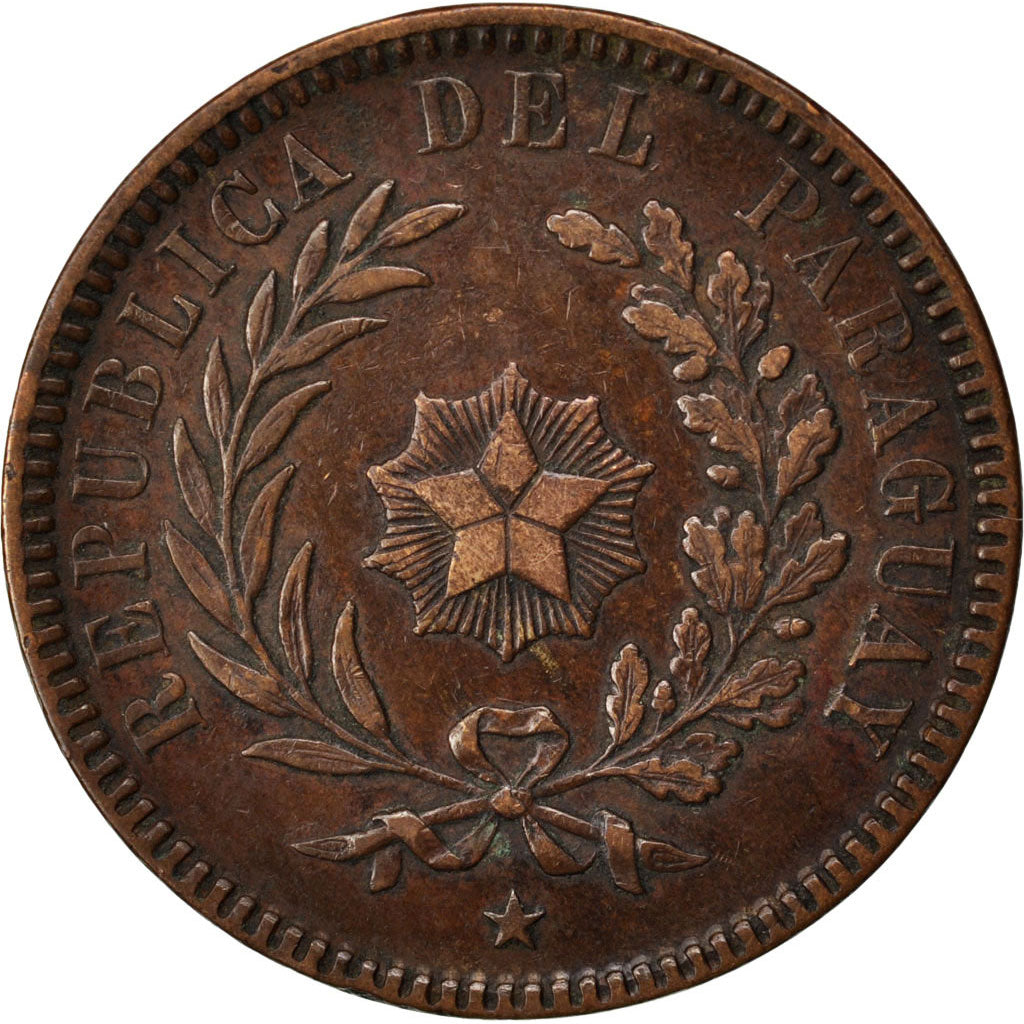 PARAGUAY, 2 Centesimos, 1870, KM #3, EF(40-45), Copper, 9.90
