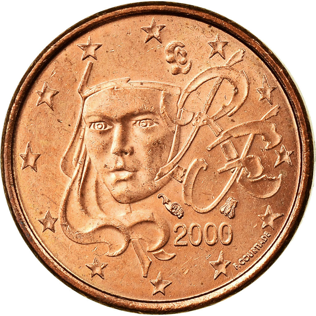 France, Euro Cent, 2000, EF(40-45), Copper Plated Steel, Gadoury:1, KM:1282