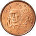 France, Euro Cent, 2000, EF(40-45), Copper Plated Steel, Gadoury:1, KM:1282