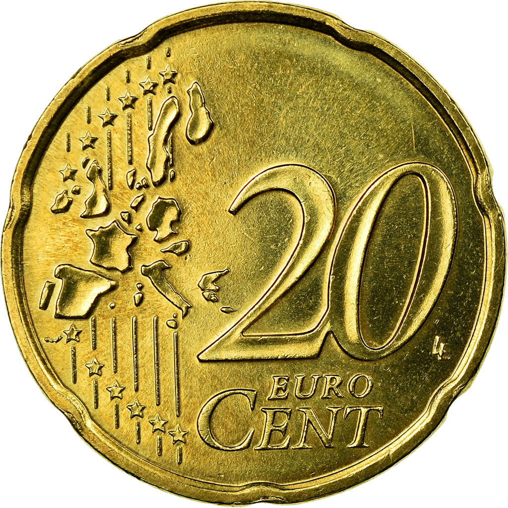 Monaco, 20 Euro Cent, 2002, AU(55-58), Brass, Gadoury:MC176, KM:171