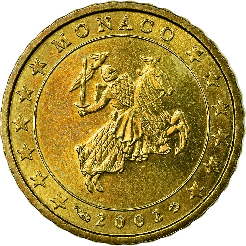 Monaco, 10 Euro Cent, 2002, EF(40-45), Brass, Gadoury:MC175, KM:170