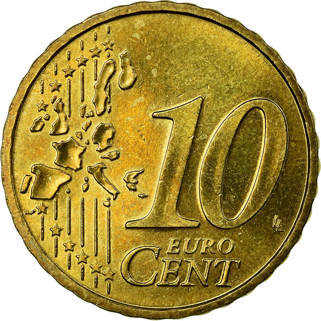 Monaco, 10 Euro Cent, 2002, EF(40-45), Brass, Gadoury:MC175, KM:170
