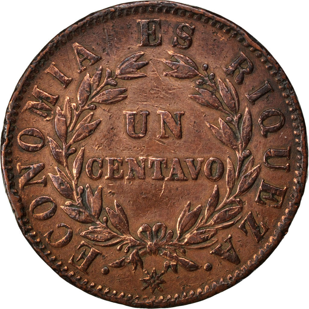 CHILE, Centavo, 1853, KM #127, VF(30-35), Copper, 10.05
