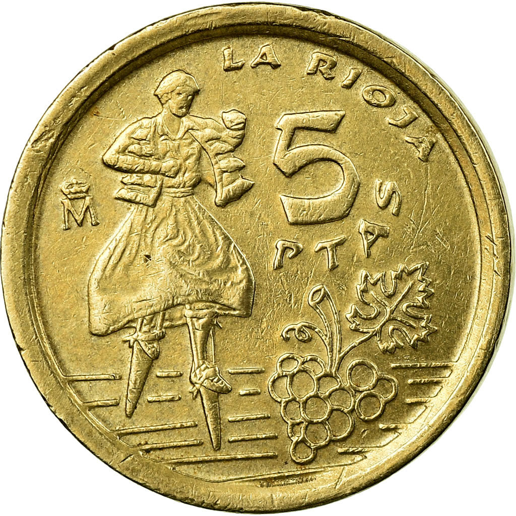 Moneta, Hiszpania, Juan Carlos I, La Rioja, 5 Pesetas, 1996, Madrid, AU(55-58)