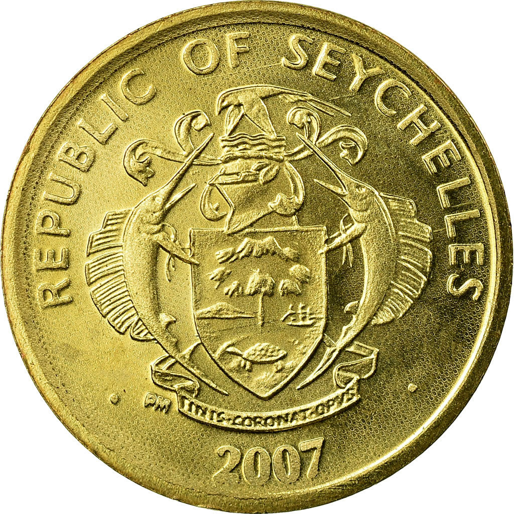 Coin, Seychelles, 5 Cents, 2007, Pobjoy Mint, AU(55-58), Brass plated steel