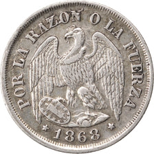 CHILE, Decimo, 1868, KM #136.2, AU(50-53), Silver, 18, 2.46