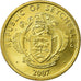 Coin, Seychelles, 10 Cents, 2007, Pobjoy Mint, AU(55-58), Brass plated steel