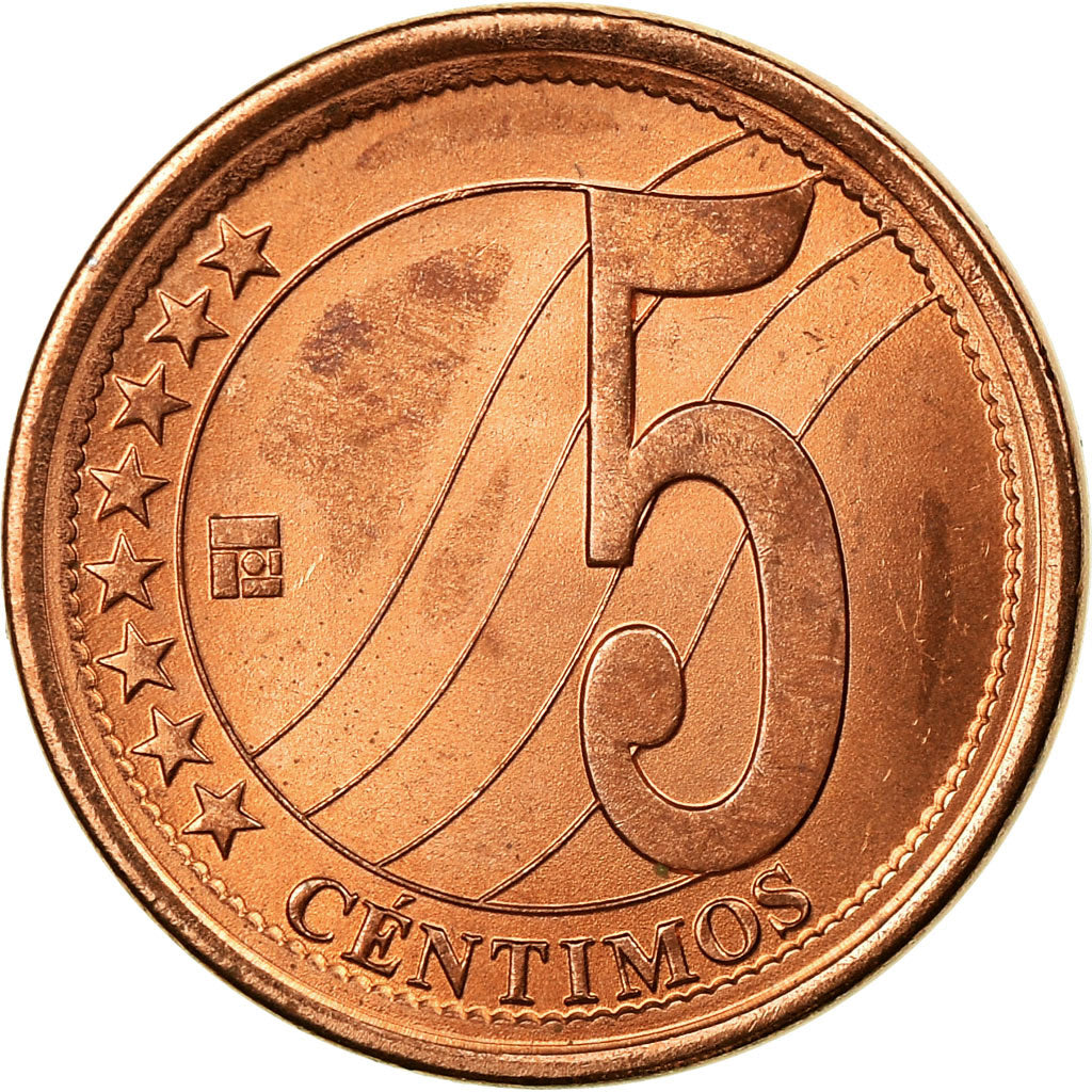 Moeda, Venezuela, 5 Centimos, 2007, Maracay, EF(40-45), Aço Cromado a Cobre