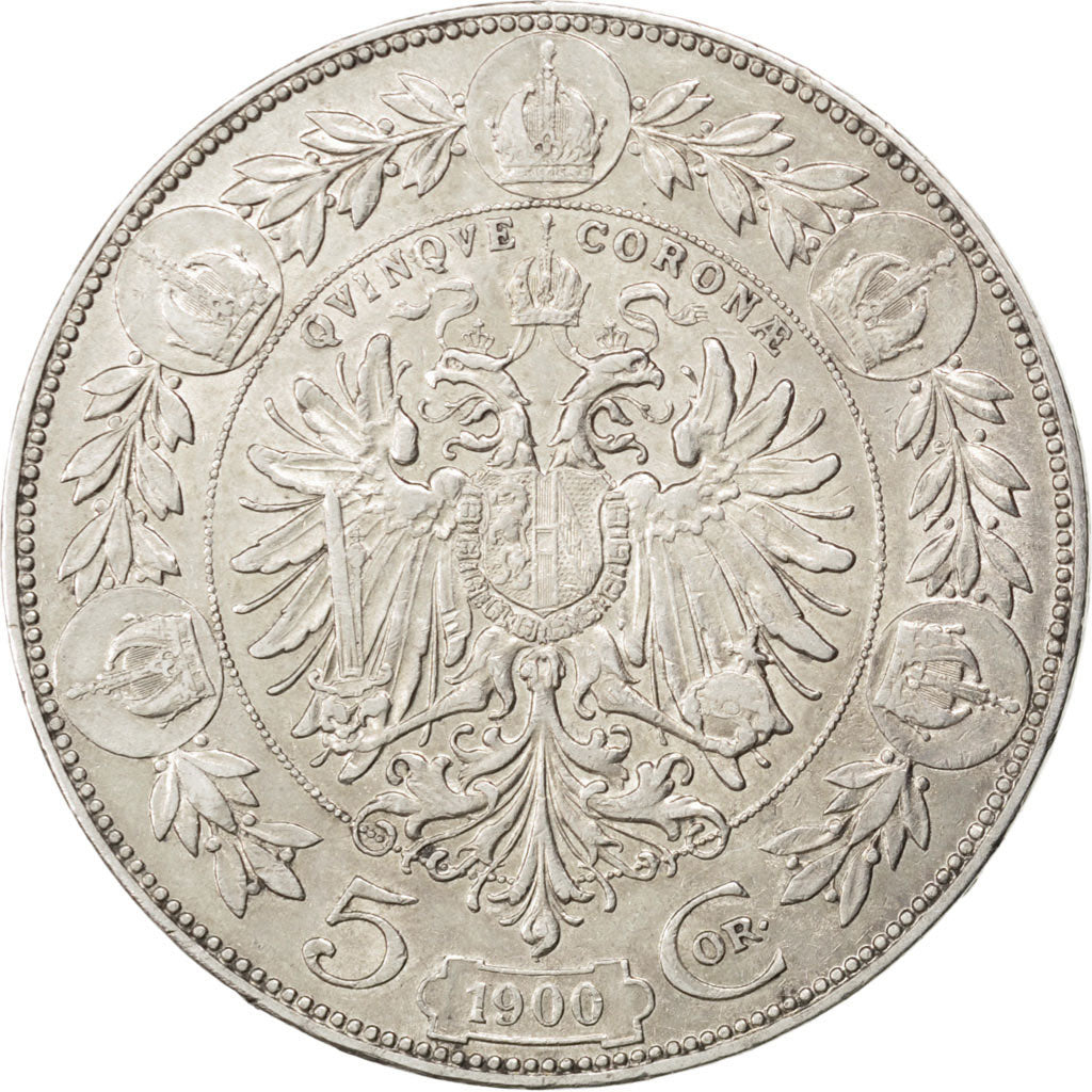AUSTRIA, 5 Corona, 1900, KM #2807, AU(50-53), Silver, 23.97