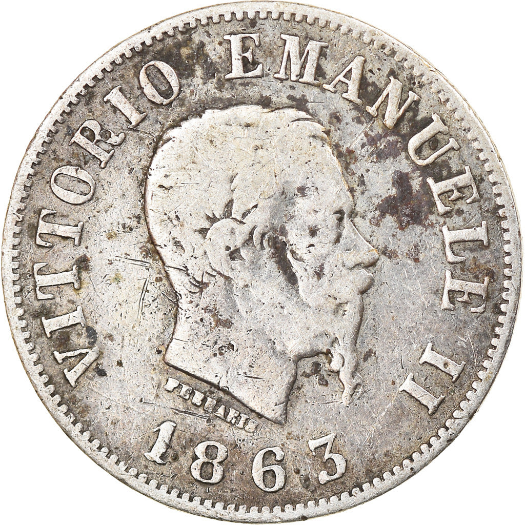 Coin, Italy, Vittorio Emanuele II, 50 Centesimi, 1863, Milan, VF(20-25), Silver