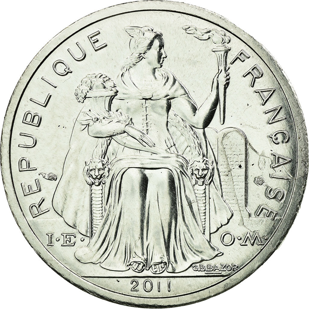 Coin, New Caledonia, 2 Francs, 2011, Paris, AU(55-58), Aluminum, KM:14