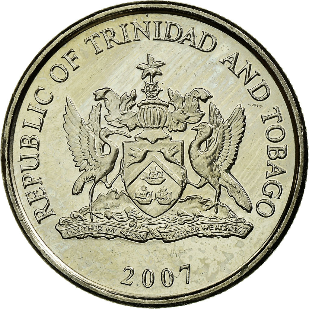 Moneda, TRINIDAD & TOBAGO, 25 Cents, 2007, Franklin Mint, EBC, Cobre - níquel