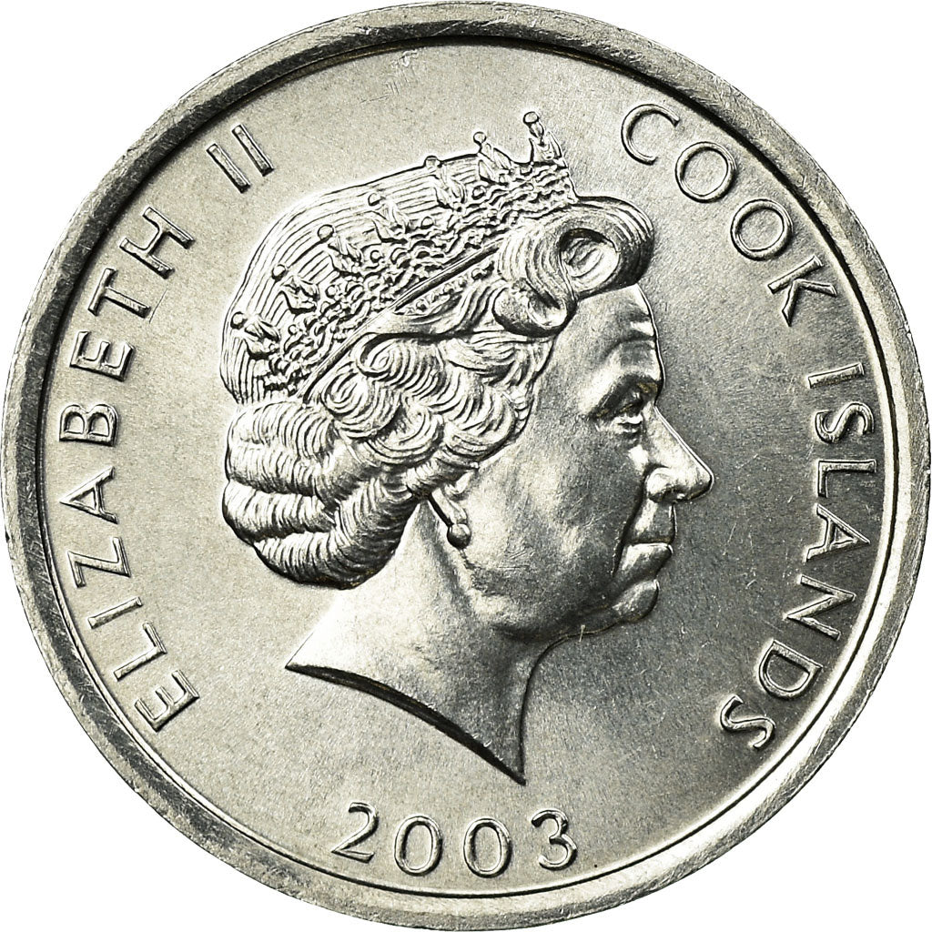 Coin, Cook Islands, Elizabeth II, Pointer dog, Cent, 2003, AU(55-58), Aluminum