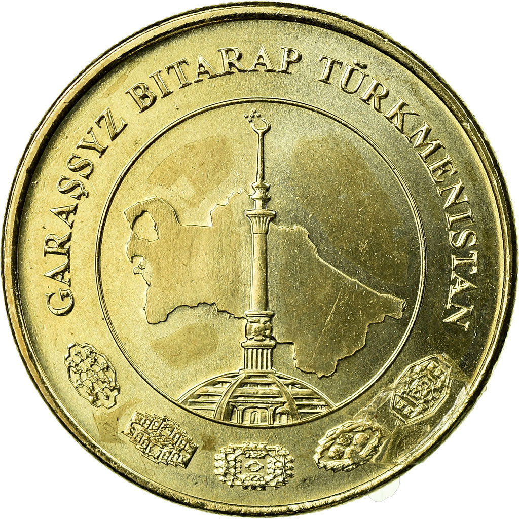 Coin, Turkmanistan, 50 Tenge, 2009, AU(55-58), Brass, KM:100