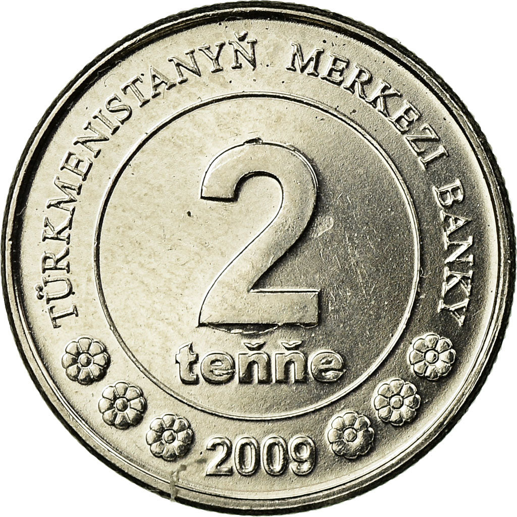 Münze, Turkmanistan, 2 Tenge, 2009, VZ, Nickel plated steel, KM:96