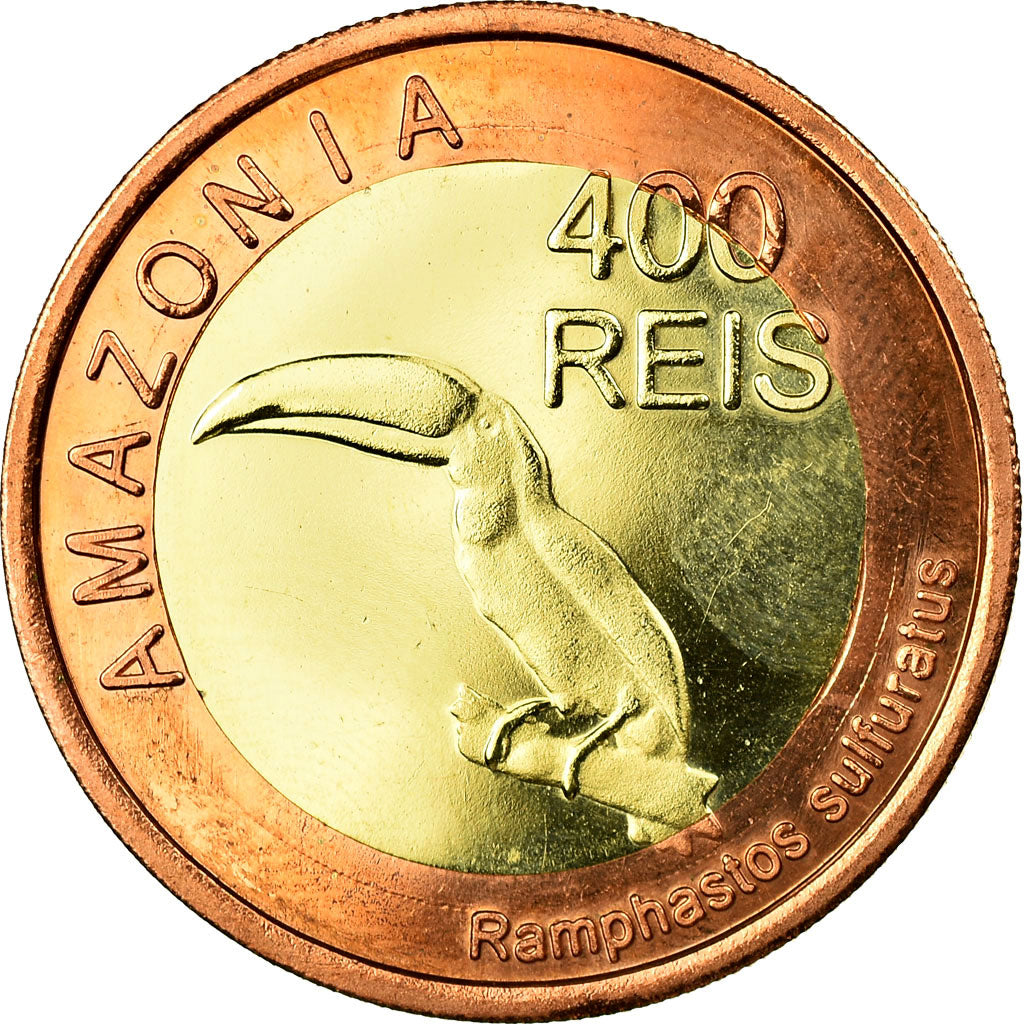 Coin, Brazil, AMAZONIE Toukan, 400 Reis, 2012, AU(55-58), Bi-Metallic