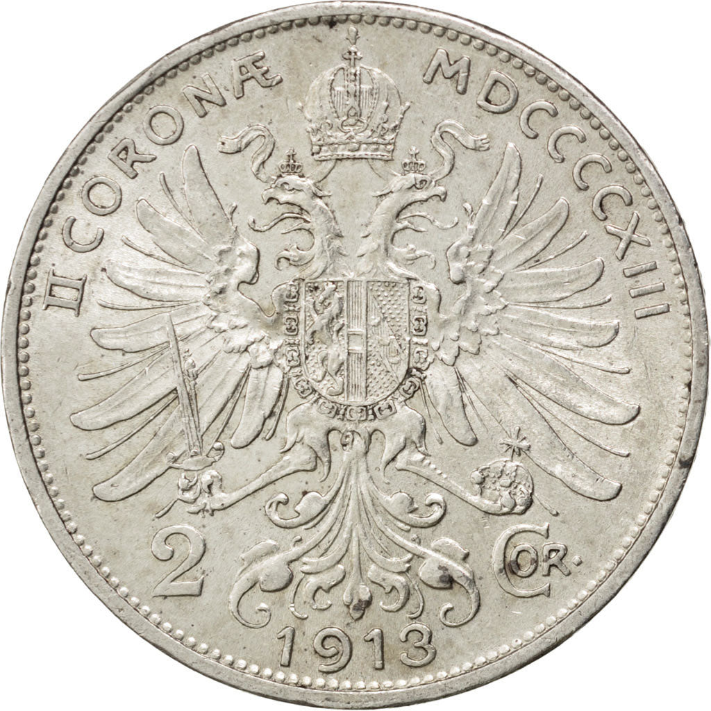 AUSTRIA, 2 Corona, 1913, KM #2821, MS(60-62), Silver, 27, 10.02