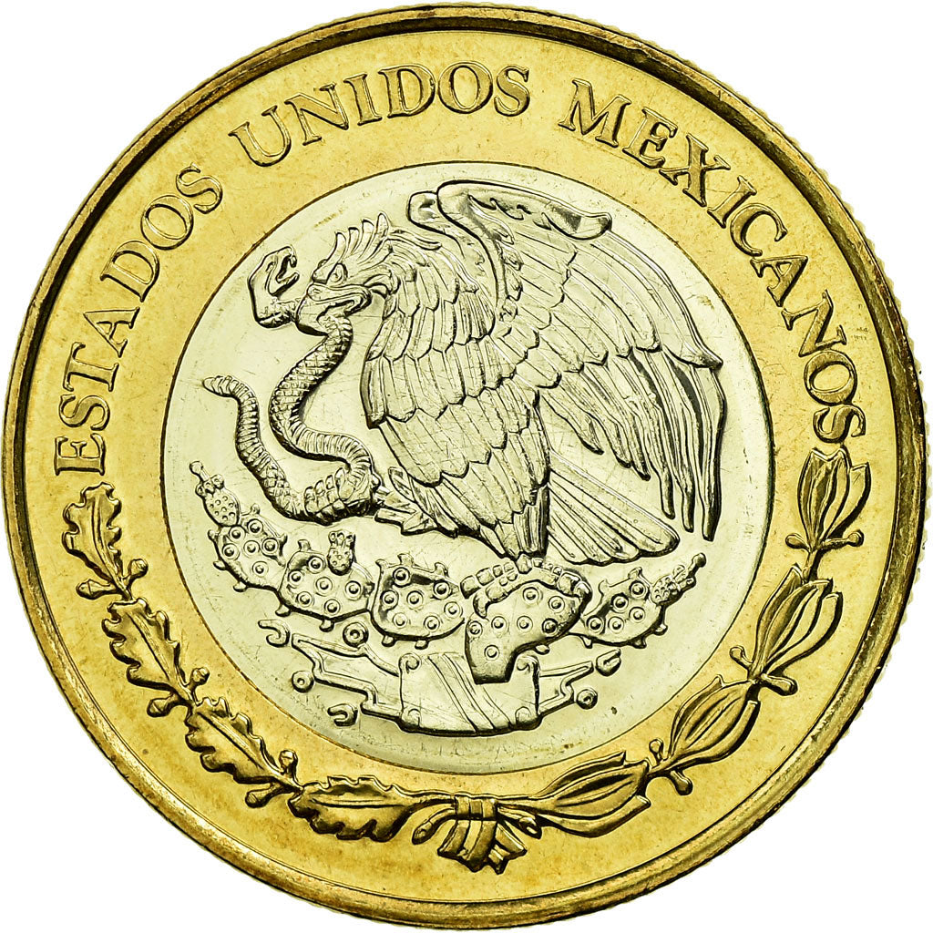 Moneda, México, 10 Pesos, 2008, Mexico City, SC, Bimetálico, KM:616