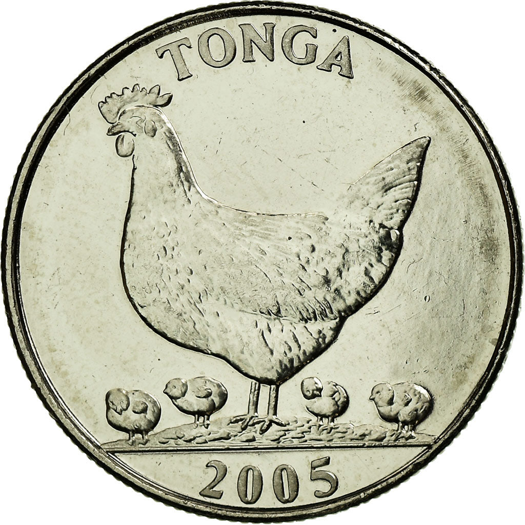Coin, Tonga, King Taufa'ahau Tupou IV, 5 Seniti, 2005, AU(55-58), Copper-nickel