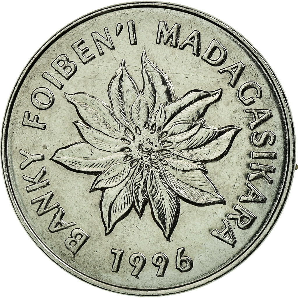 Coin, Madagascar, 5 Francs, Ariary, 1996, Paris, AU(55-58), Stainless Steel