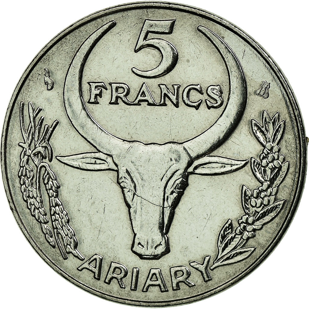 Coin, Madagascar, 5 Francs, Ariary, 1996, Paris, AU(55-58), Stainless Steel