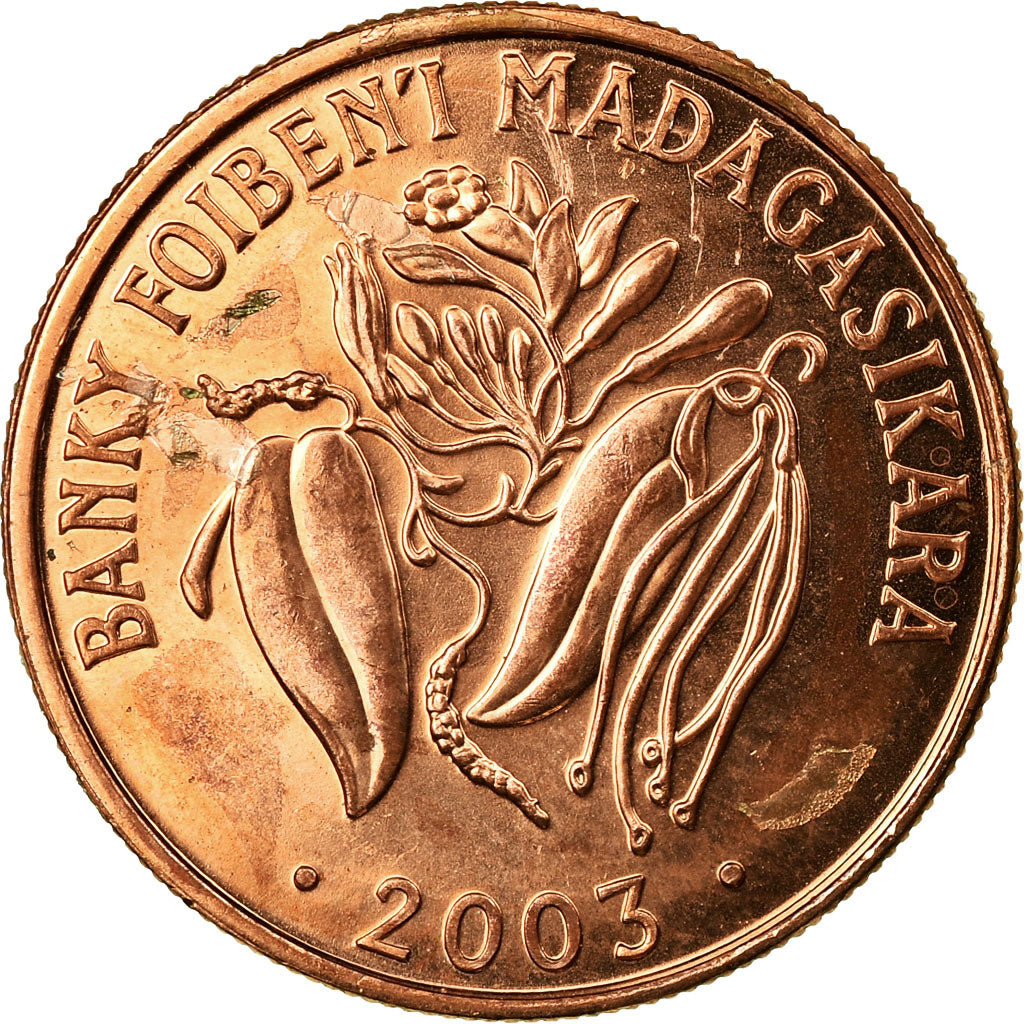 Coin, Madagascar, 2 Ariary, 2003, Royal Canadian Mint, AU(55-58), Copper Plated