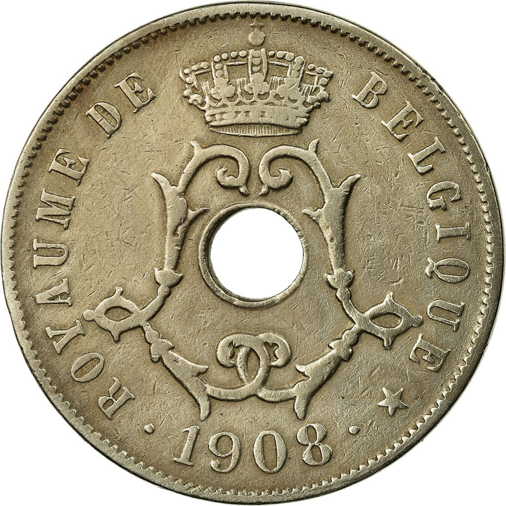 Münze, Belgien, 25 Centimes, 1908, SS, Copper-nickel, KM:62