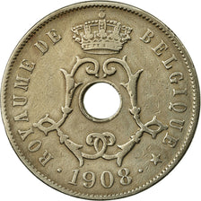 Münze, Belgien, 25 Centimes, 1908, SS, Copper-nickel, KM:62