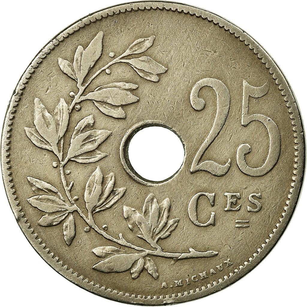 Münze, Belgien, 25 Centimes, 1908, SS, Copper-nickel, KM:62