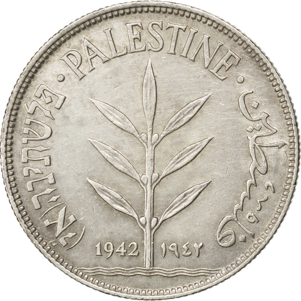 PALESTINE, 100 Mils, 1942, KM #7, AU(55-58), Silver, 29, 11.64