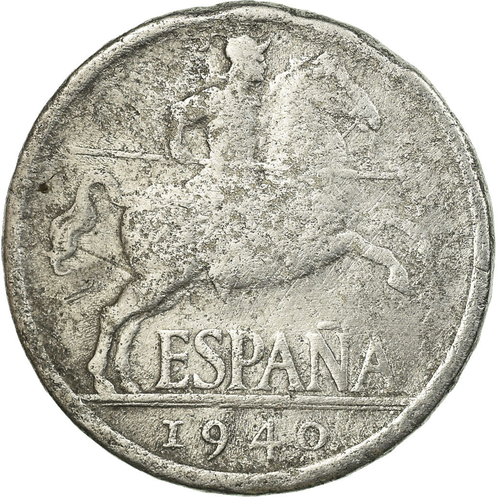 Moneta, Hiszpania, 5 Centimos, 1940, VF(20-25), Aluminium, KM:765