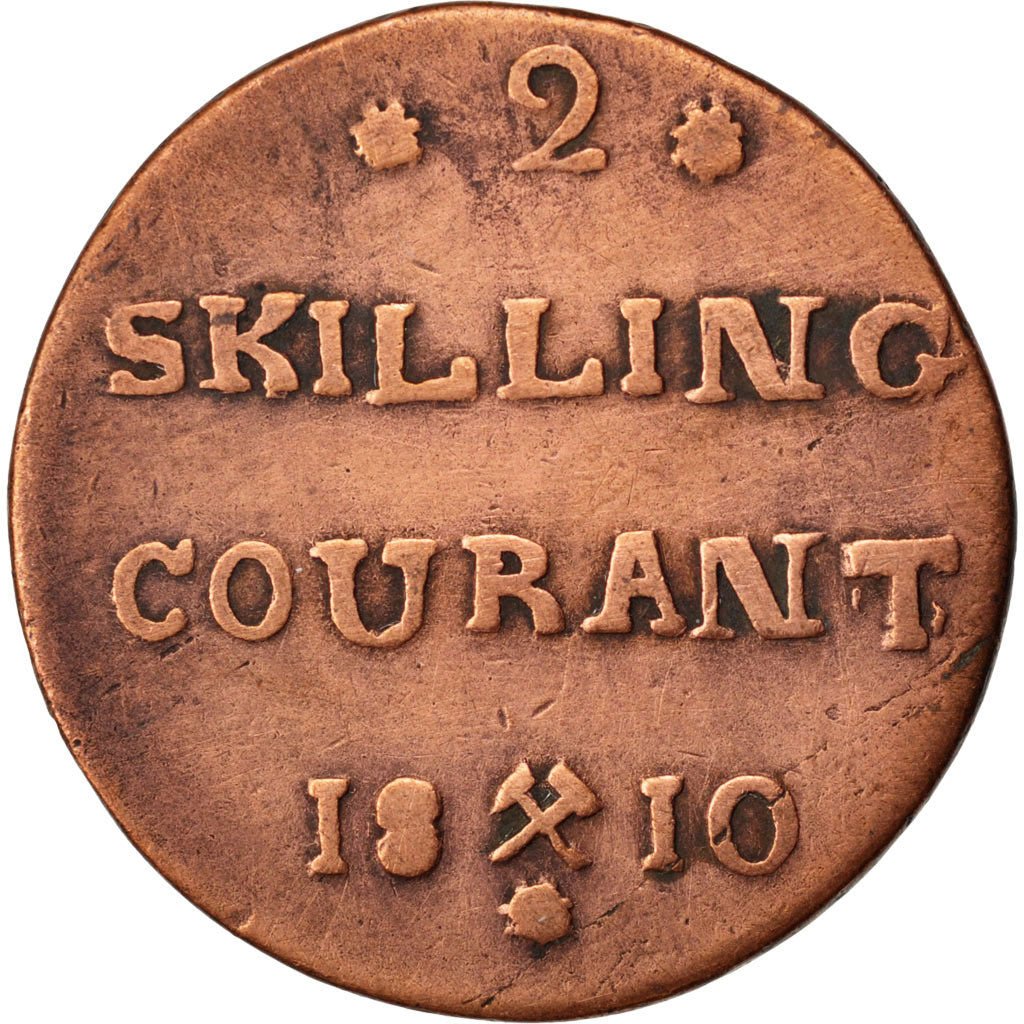 NORWAY, 2 Skilling, 1810, KM #280.2, VF(30-35), Copper, 8.57