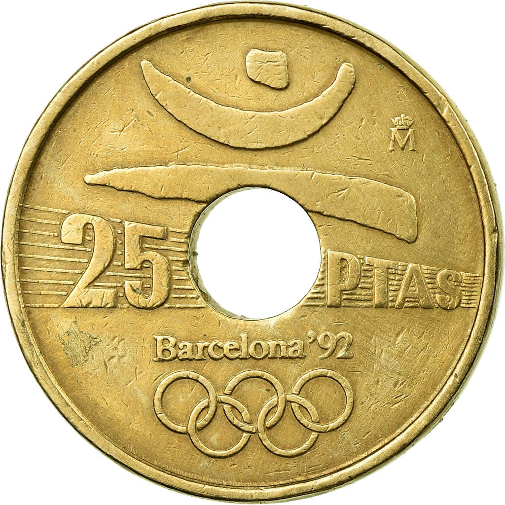 Coin, Spain, Juan Carlos I, 1992 Olympics, 25 Pesetas, 1990, Madrid, EF(40-45)