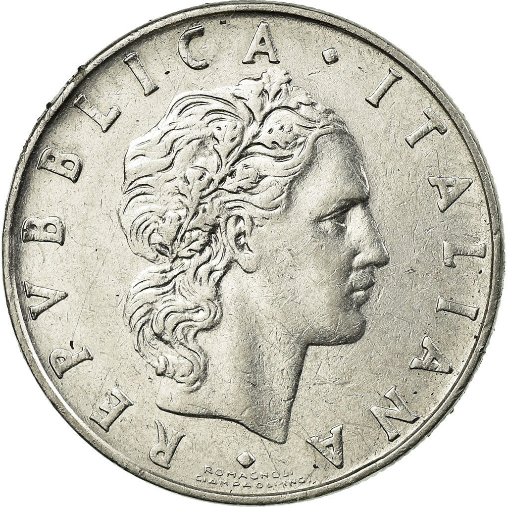 Italy, 50 Lire, 1974, EF(40-45), Stainless Steel, KM:95.1