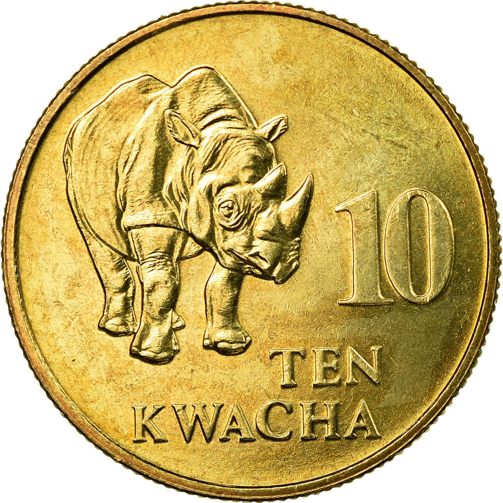 Coin, Zambia, 10 Kwacha, 1992, British Royal Mint, EF(40-45), Brass, KM:32