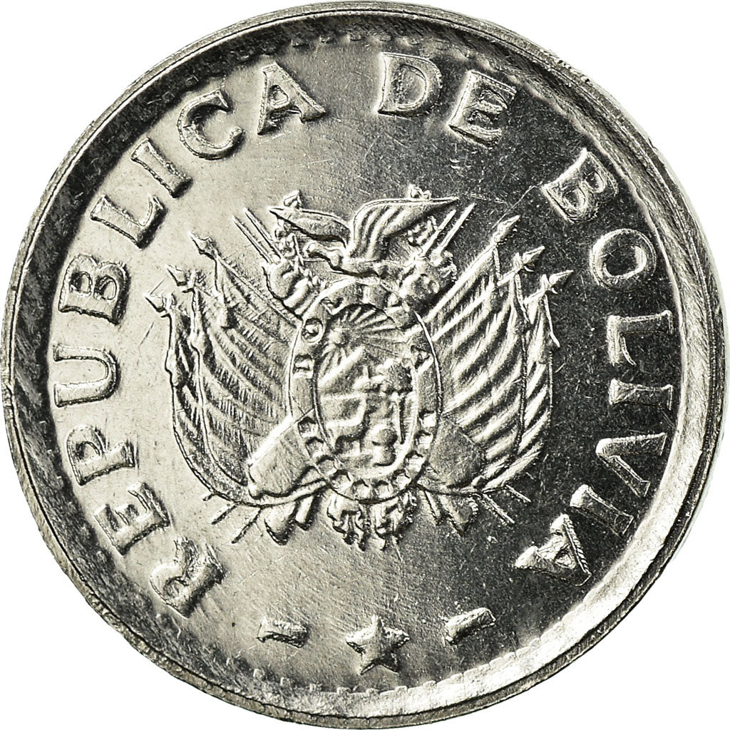 Moneda, Bolivia, 2 Centavos, 1987, EBC, Acero inoxidable, KM:200