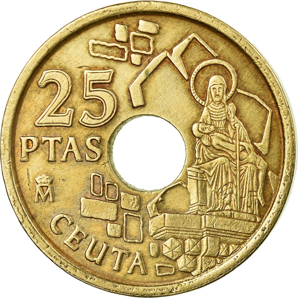 Moneda, España, Juan Carlos I, Ceuta, 25 Pesetas, 1998, Madrid, MBC, Aluminio -