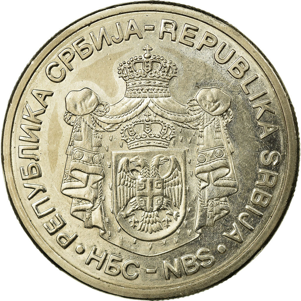 Coin, Serbia, 10 Dinara, 2010, EF(40-45), Copper-Nickel-Zinc, KM:41