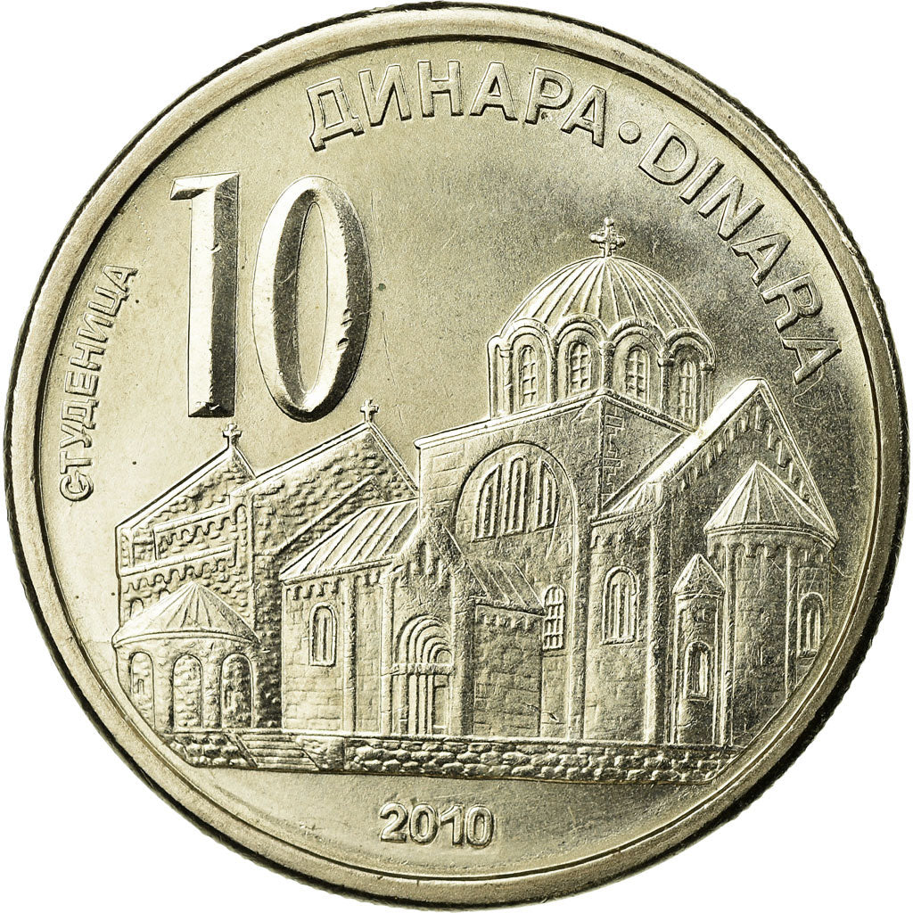 Coin, Serbia, 10 Dinara, 2010, EF(40-45), Copper-Nickel-Zinc, KM:41