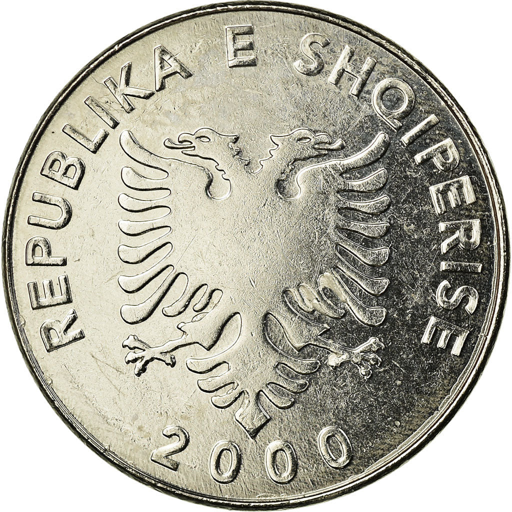 Coin, Albania, 5 Lekë, 2000, Rome, EF(40-45), Nickel plated steel, KM:76