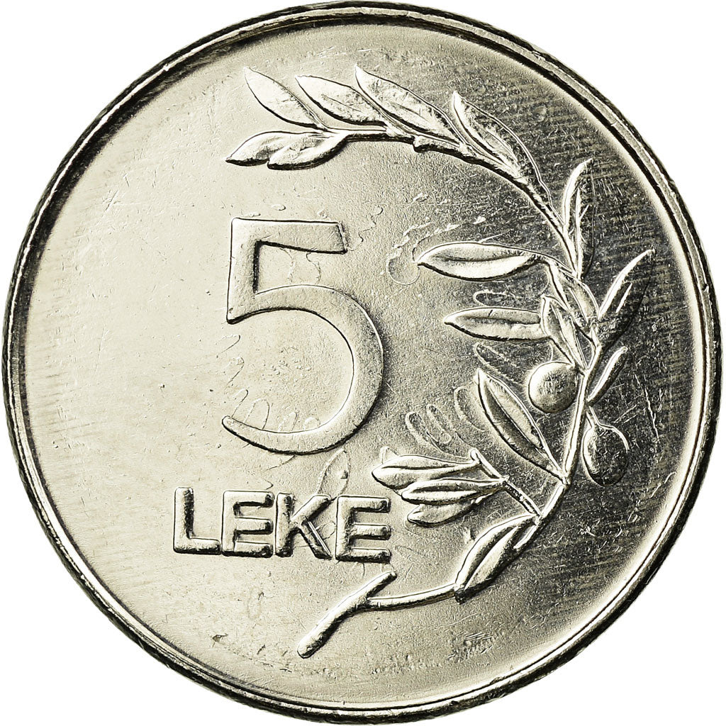 Coin, Albania, 5 Lekë, 2000, Rome, EF(40-45), Nickel plated steel, KM:76