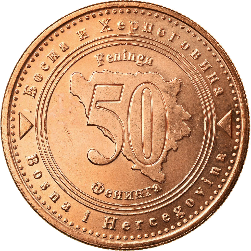 Moneda, Bosnia - Herzegovina, 50 Feninga, 2007, British Royal Mint, MBC, Cobre