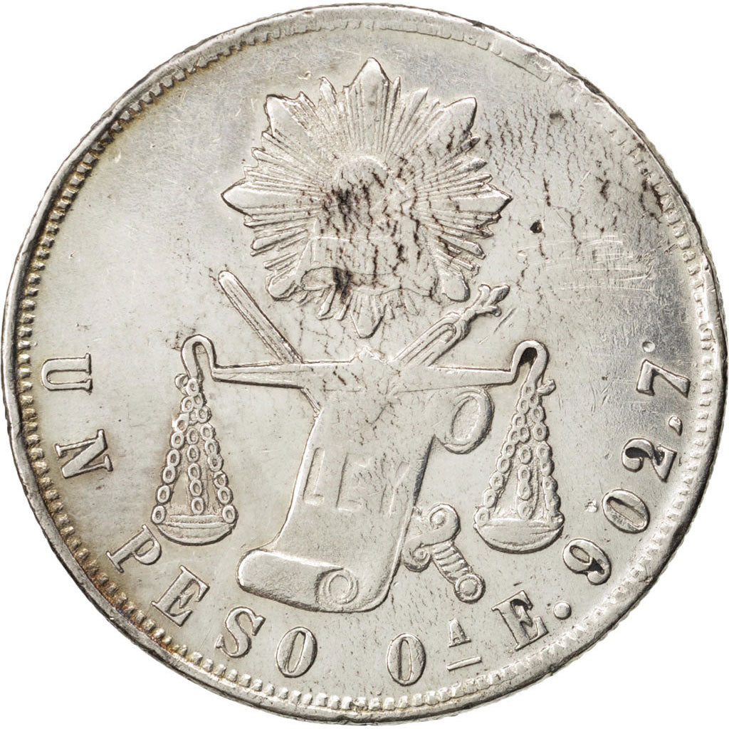 MEXICO, Peso, 1873, Oaxaca, KM #408.6, AU(55-58), Silver, 27.01