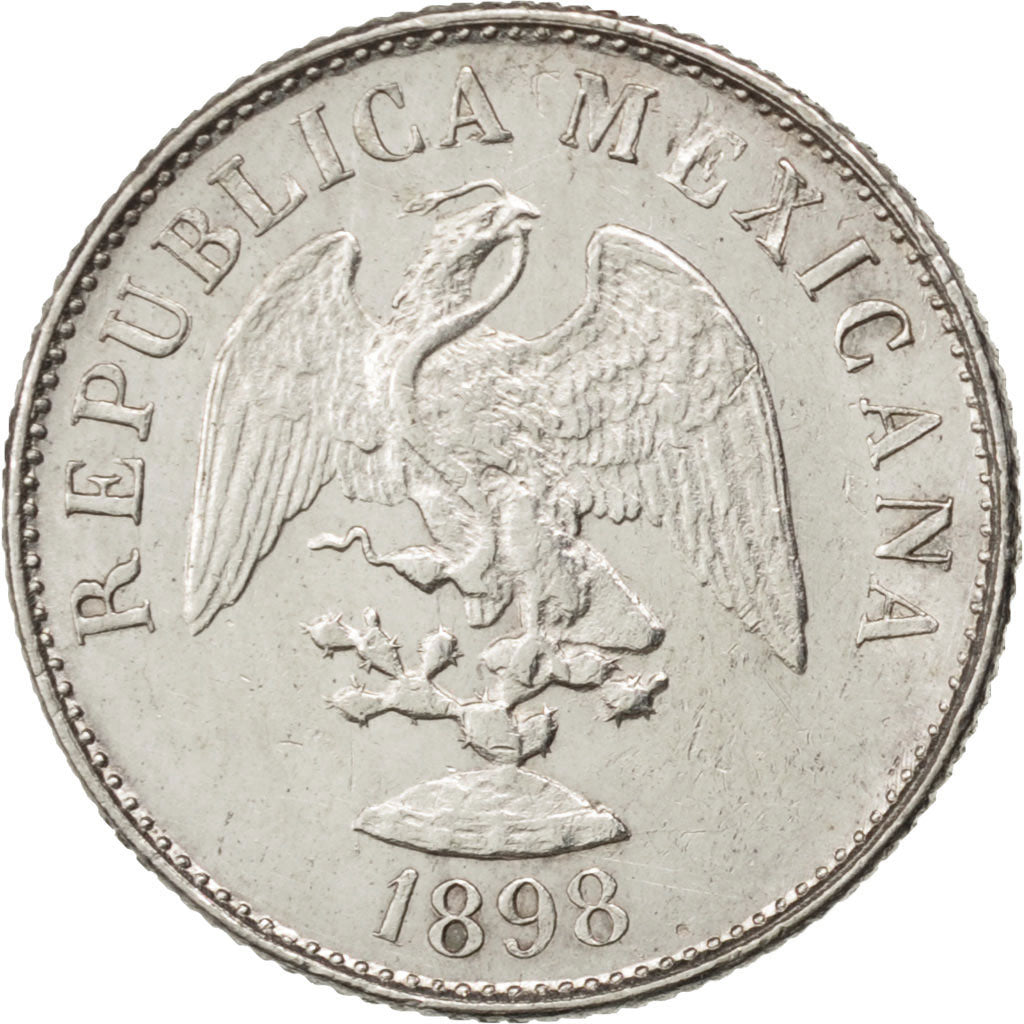 MEXICO, 10 Centavos, 1898, Mexico City, KM #404.2, AU(55-58), Silver, 2.66